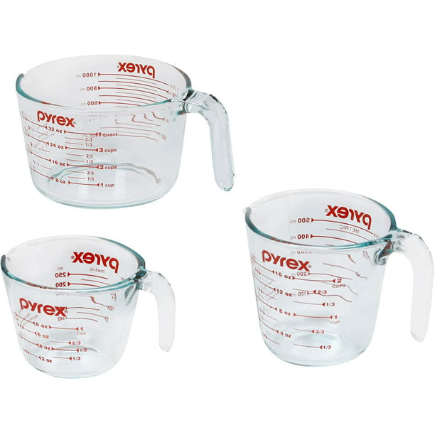 Pyrex Glass Measuring Cup Set 3-Piece Microwave and Oven Safe